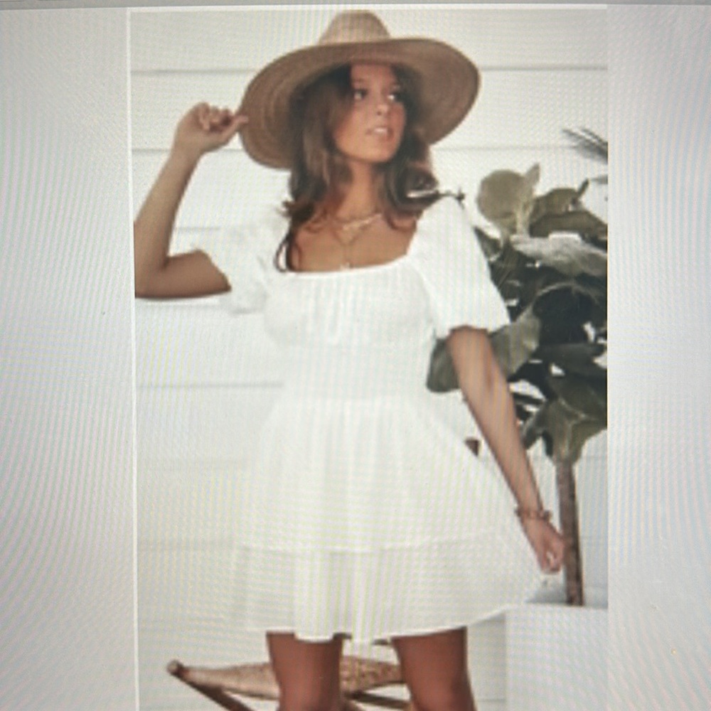 White Square Neck Mini Dress